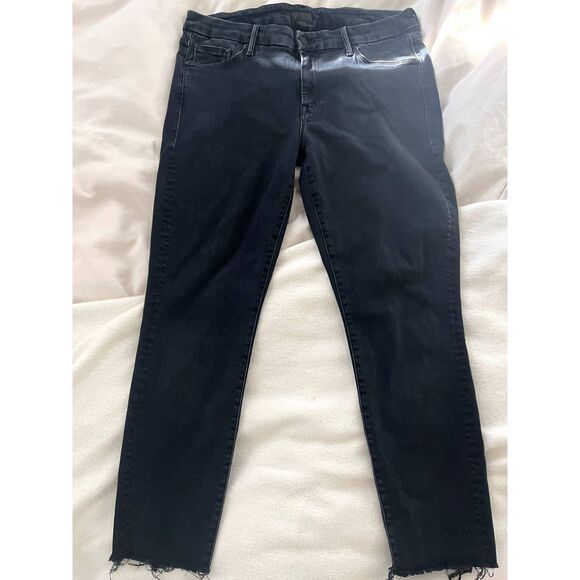 Mother Looker Ankle Fray Denim Jeans in Blackbird Size 31 - Picture 2 of 10